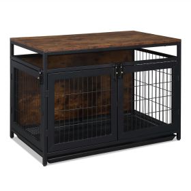 37.4 "Furniture Dog Cage, Super Sturdy Dog Cage, Dog Crate for Small/Medium Dogs, Three door and Three lock, Anti-chew Features, Pet Crate furnit
